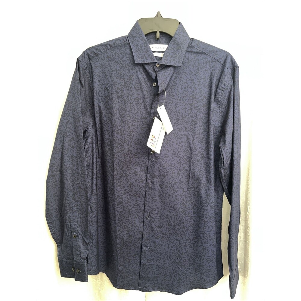 Calvin Klein Men's Shirt Blue & Black Print Size 15 - 15 1/2 NWT